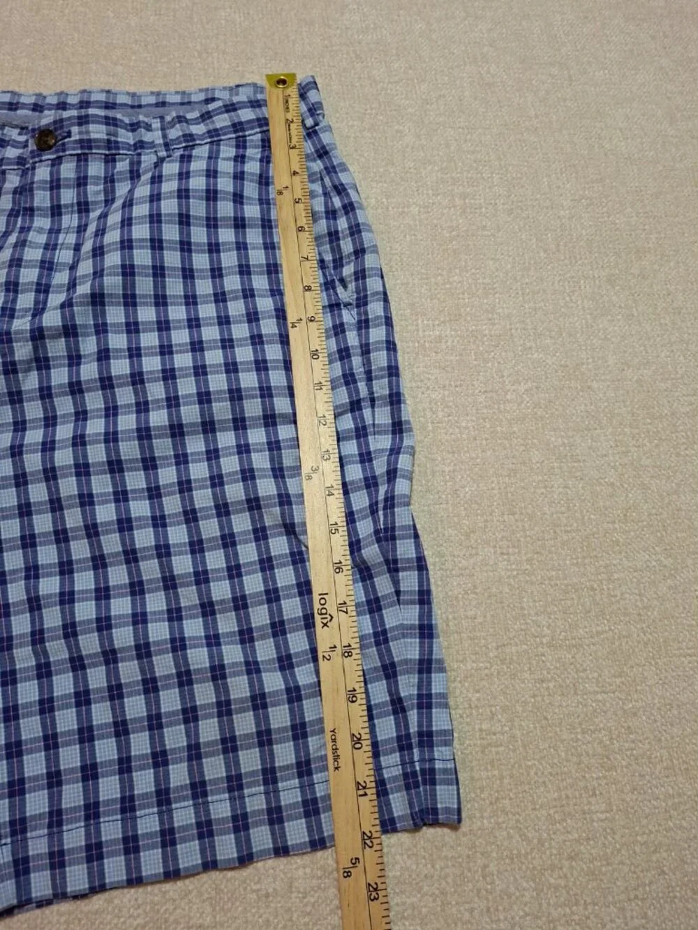 Brooks Brothers Blue Plaid Cotton Golf Shorts Men's 36